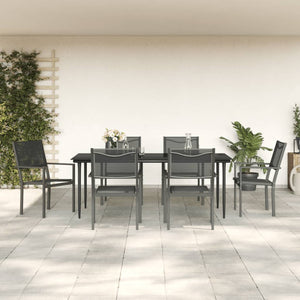 vidaXL Patio Dining Set Outdoor Table and Chair Black Steel and Textilene-27