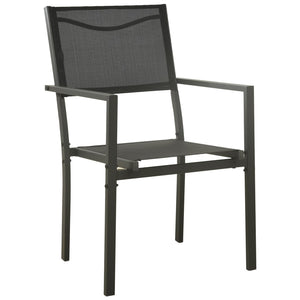 vidaXL Patio Dining Set Outdoor Table and Chair Black Steel and Textilene-20