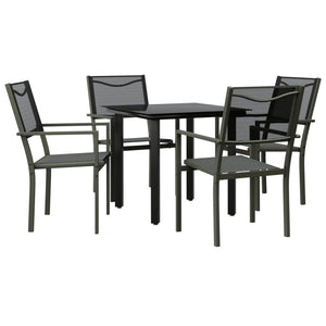 vidaXL Patio Dining Set Outdoor Table and Chair Black Steel and Textilene-45