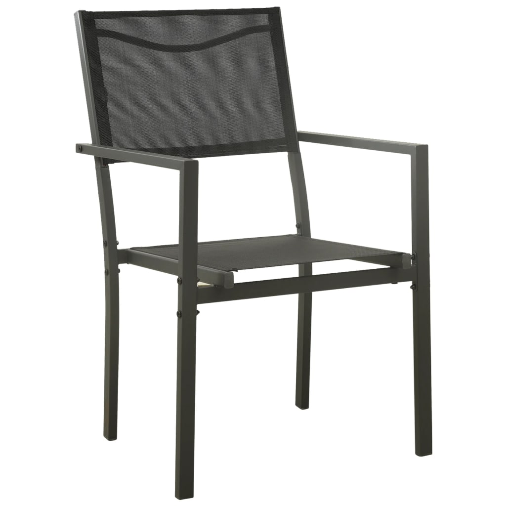 vidaXL Patio Dining Set Outdoor Table and Chair Black Steel and Textilene-11