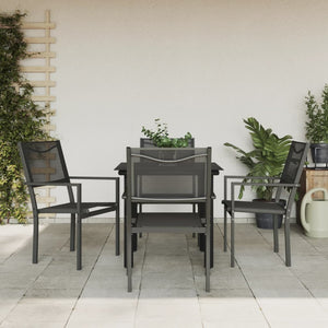 vidaXL Patio Dining Set Outdoor Table and Chair Black Steel and Textilene-1