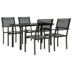 vidaXL Patio Dining Set Outdoor Table and Chair Black Steel and Textilene-36