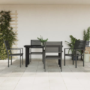 vidaXL Patio Dining Set Outdoor Table and Chair Black Steel and Textilene-41