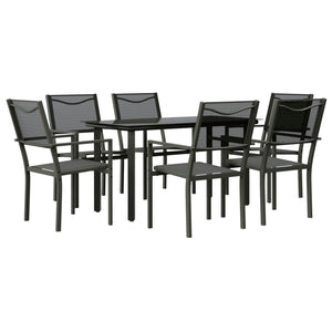 vidaXL Patio Dining Set Outdoor Table and Chair Black Steel and Textilene-28