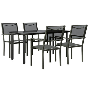 vidaXL Patio Dining Set Outdoor Table and Chair Black Steel and Textilene-47