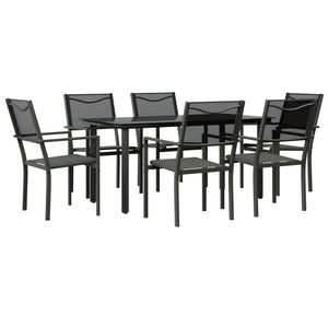 vidaXL Patio Dining Set Outdoor Table and Chair Black Steel and Textilene-12