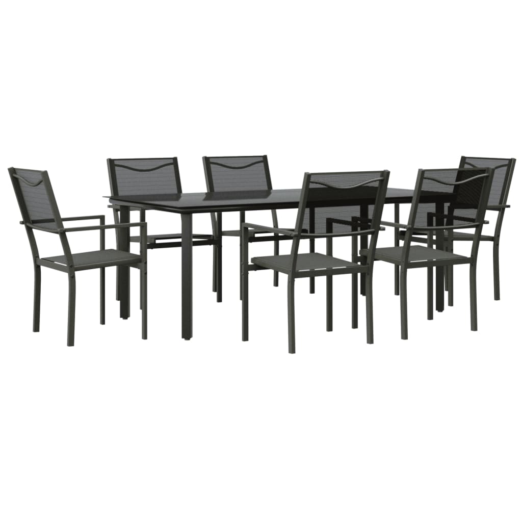 vidaXL Patio Dining Set Outdoor Table and Chair Black Steel and Textilene-19