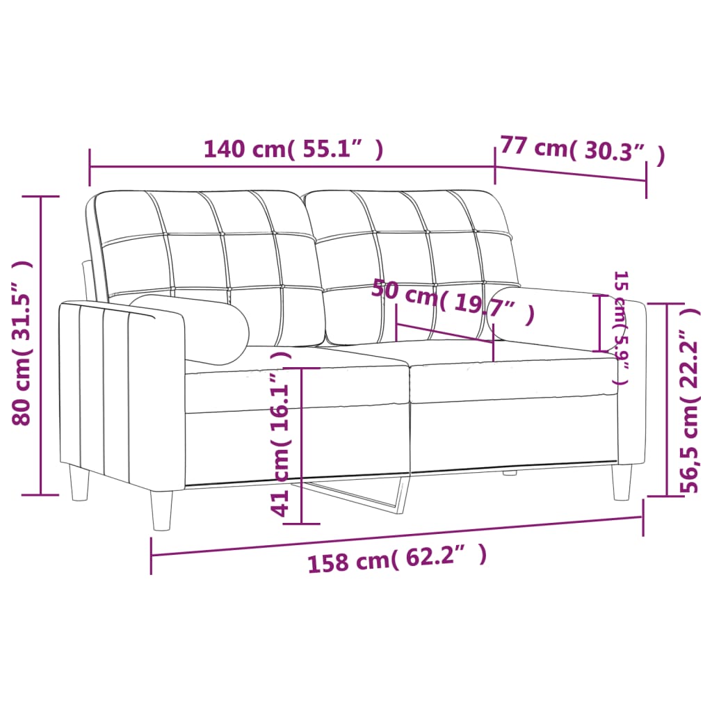 vidaXL Sofa Accent Loveseat Couch Sofa Modern Settee with Throw Pillows Fabric-11