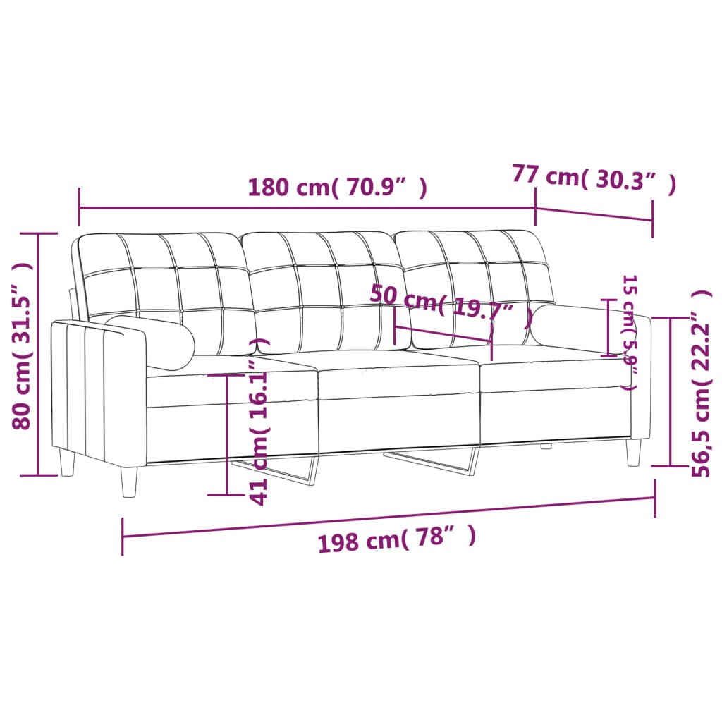 vidaXL Sofa Accent Loveseat Couch Sofa Modern Settee with Throw Pillows Fabric-28