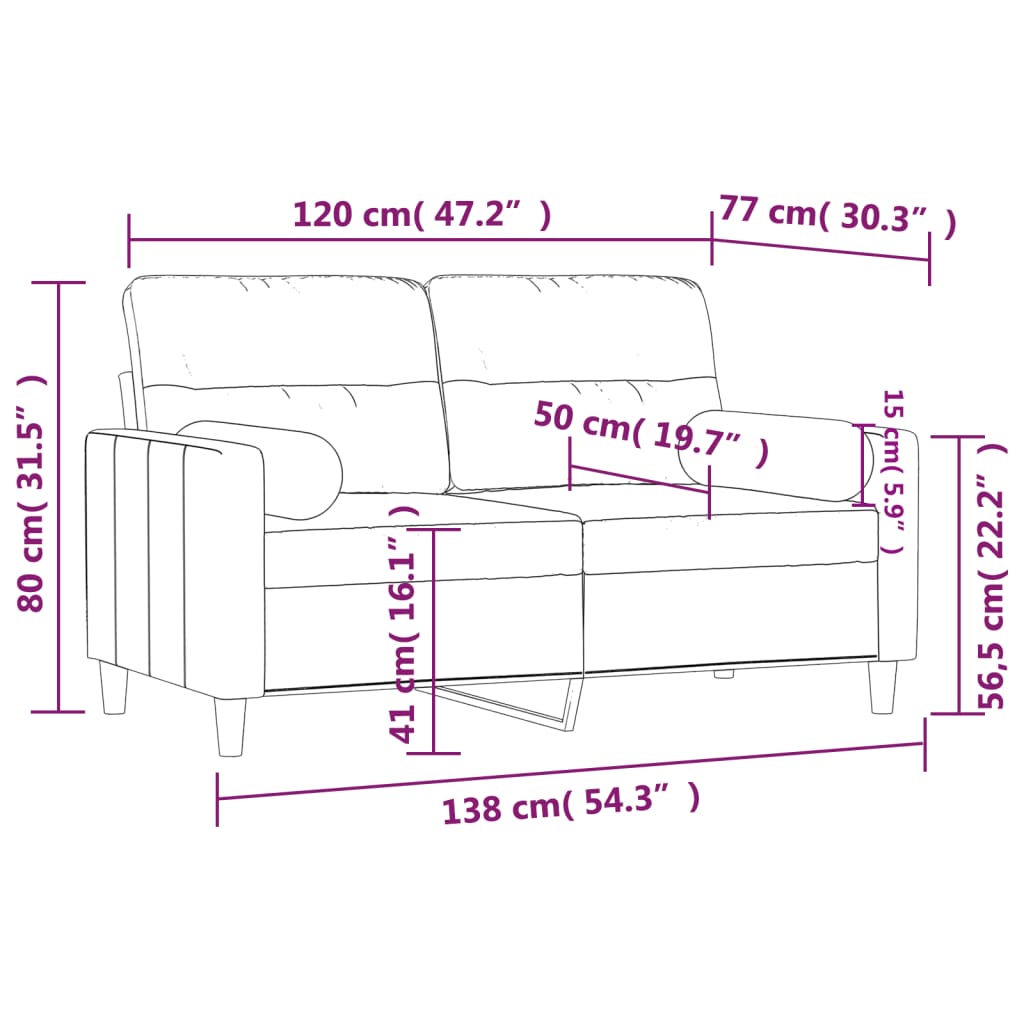 vidaXL Sofa Accent Upholstered 3-Seater Sofa Couch with Throw Pillows Fabric-29