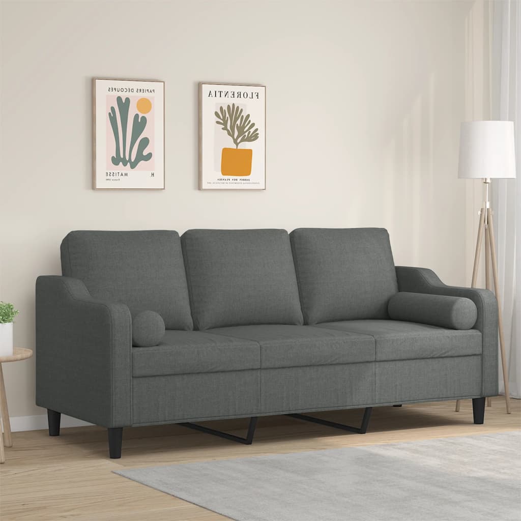 vidaXL 2-Seater Sofa with Throw Pillows Accent Loveseat for Living Room Fabric-13