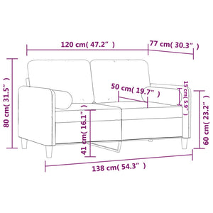 vidaXL 2-Seater Sofa with Throw Pillows Accent Loveseat for Living Room Velvet-28