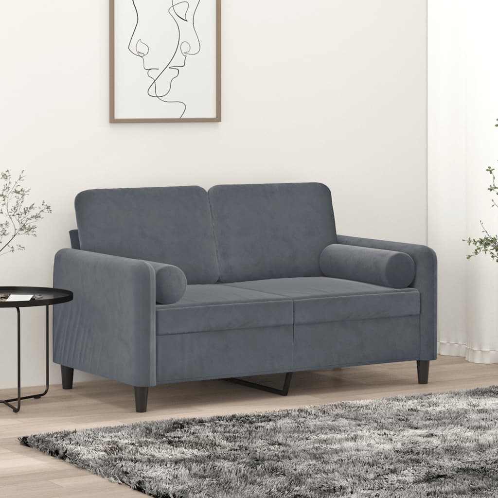 vidaXL 2-Seater Sofa with Throw Pillows Accent Loveseat for Living Room Velvet-24