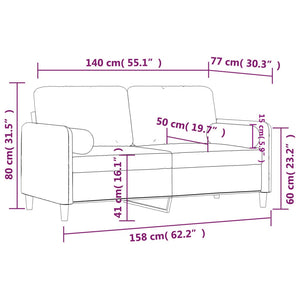 vidaXL 2-Seater Sofa with Throw Pillows Accent Loveseat for Living Room Velvet-36