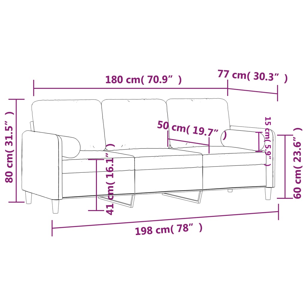 vidaXL 2-Seater Sofa with Throw Pillows Accent Loveseat for Living Room Velvet-10