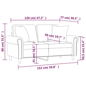 vidaXL 2-Seater Sofa with Throw Pillows Accent Loveseat for Living Room Velvet-13