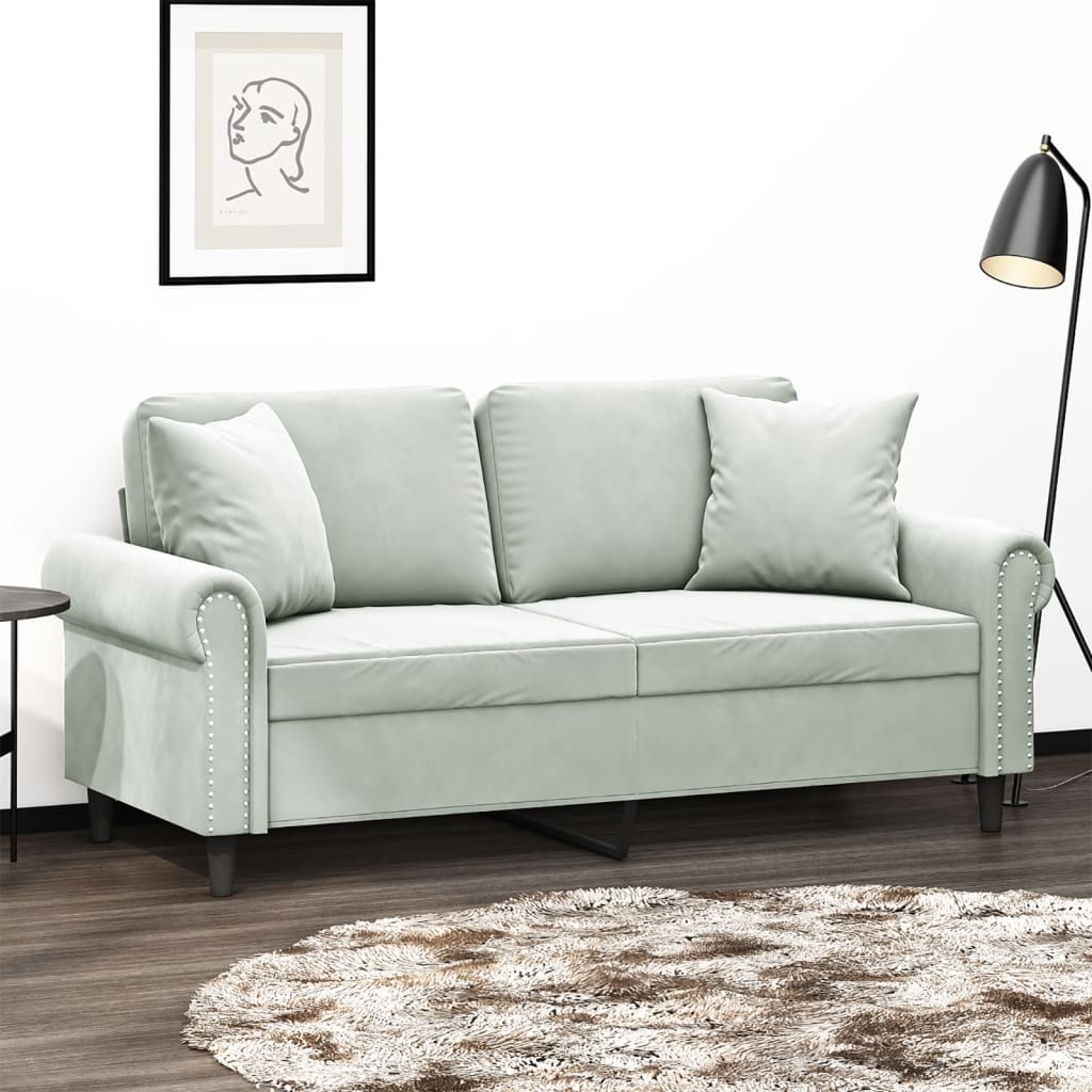 vidaXL 2-Seater Sofa with Throw Pillows Accent Loveseat for Living Room Velvet-23