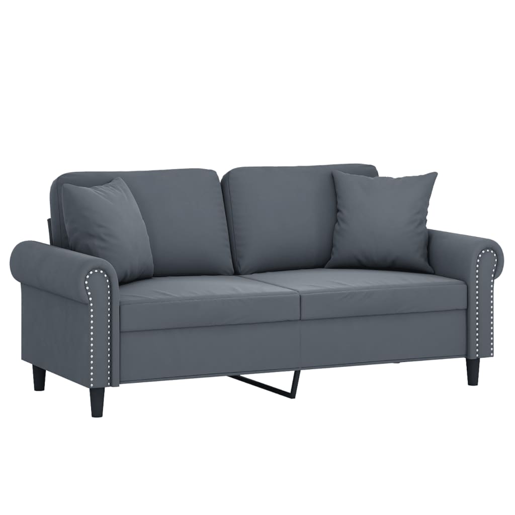 vidaXL 2-Seater Sofa with Throw Pillows Accent Loveseat for Living Room Velvet-24