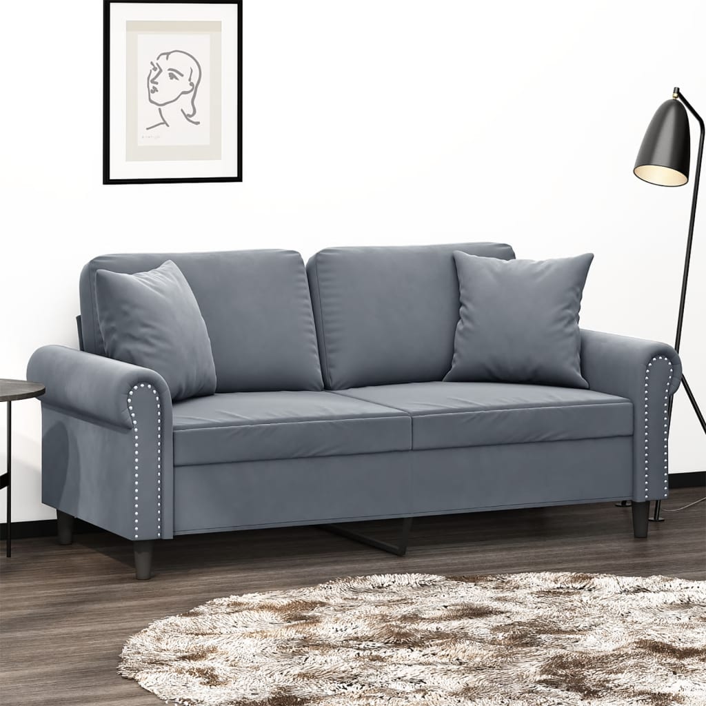 vidaXL 2-Seater Sofa with Throw Pillows Accent Loveseat for Living Room Velvet-28