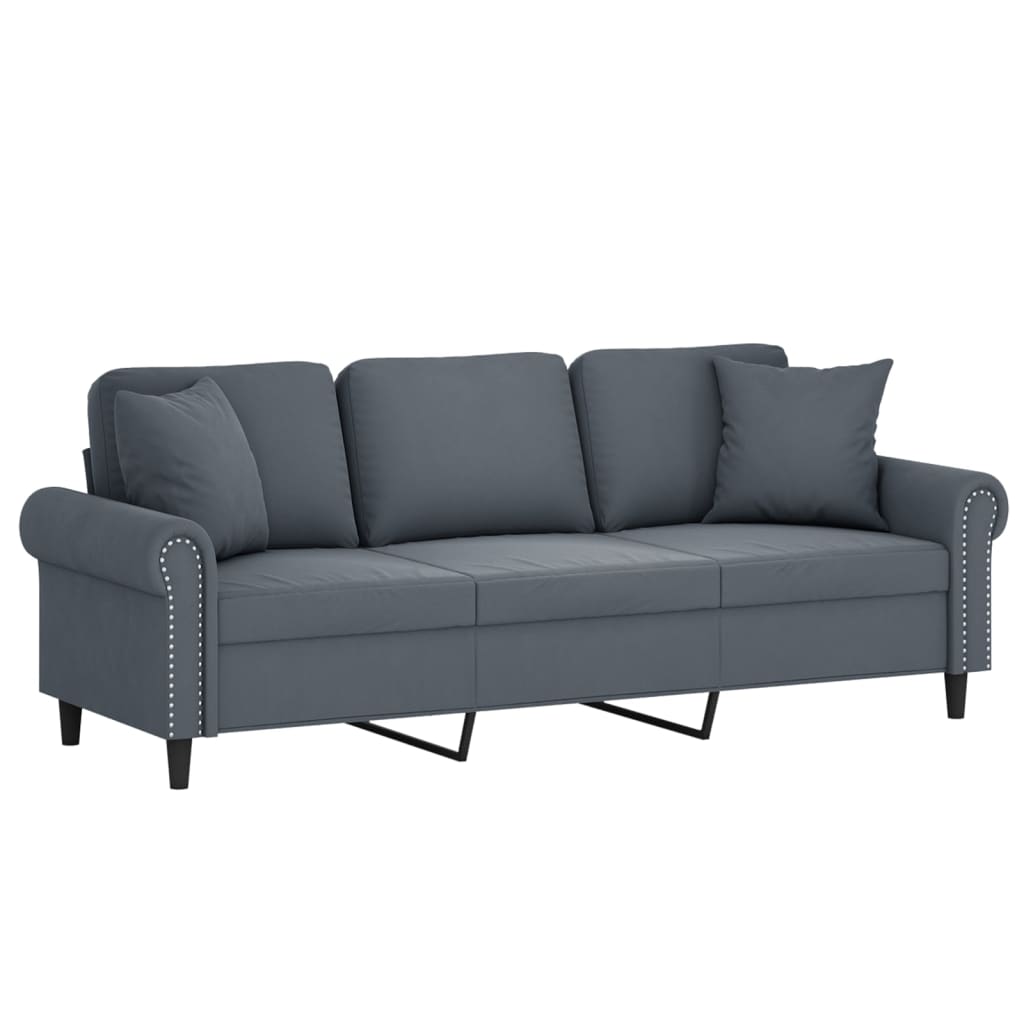 vidaXL 2-Seater Sofa with Throw Pillows Accent Loveseat for Living Room Velvet-6