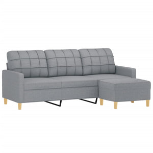 vidaXL Sofa Accent Upholstered 3-Seater Sofa Settee with Footstool Fabric-13