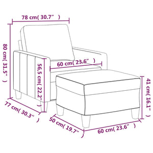 vidaXL Sofa Chair Accent Single Sofa Armchair with Footstool Faux Leather-2