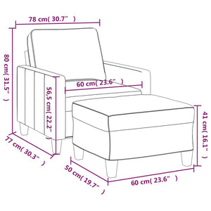 vidaXL Sofa Chair with Footstool Dark Gray 23.6" Fabric-6