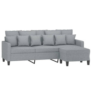 vidaXL Sofa 3-Seater Couch Sofa Armchair with Footstool for Living Room Fabric-14