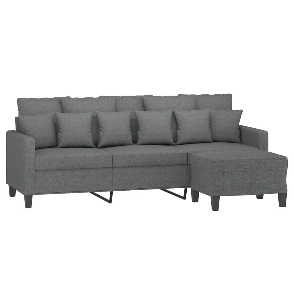 vidaXL Sofa 3-Seater Couch Sofa Armchair with Footstool for Living Room Fabric-6