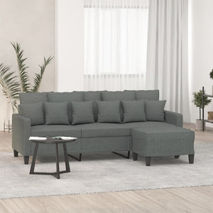 vidaXL Sofa 3-Seater Couch Sofa Armchair with Footstool for Living Room Fabric-4