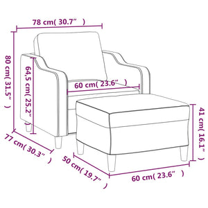 vidaXL Sofa Chair Single Sofa Armchair with Footstool for Living Room Fabric-7