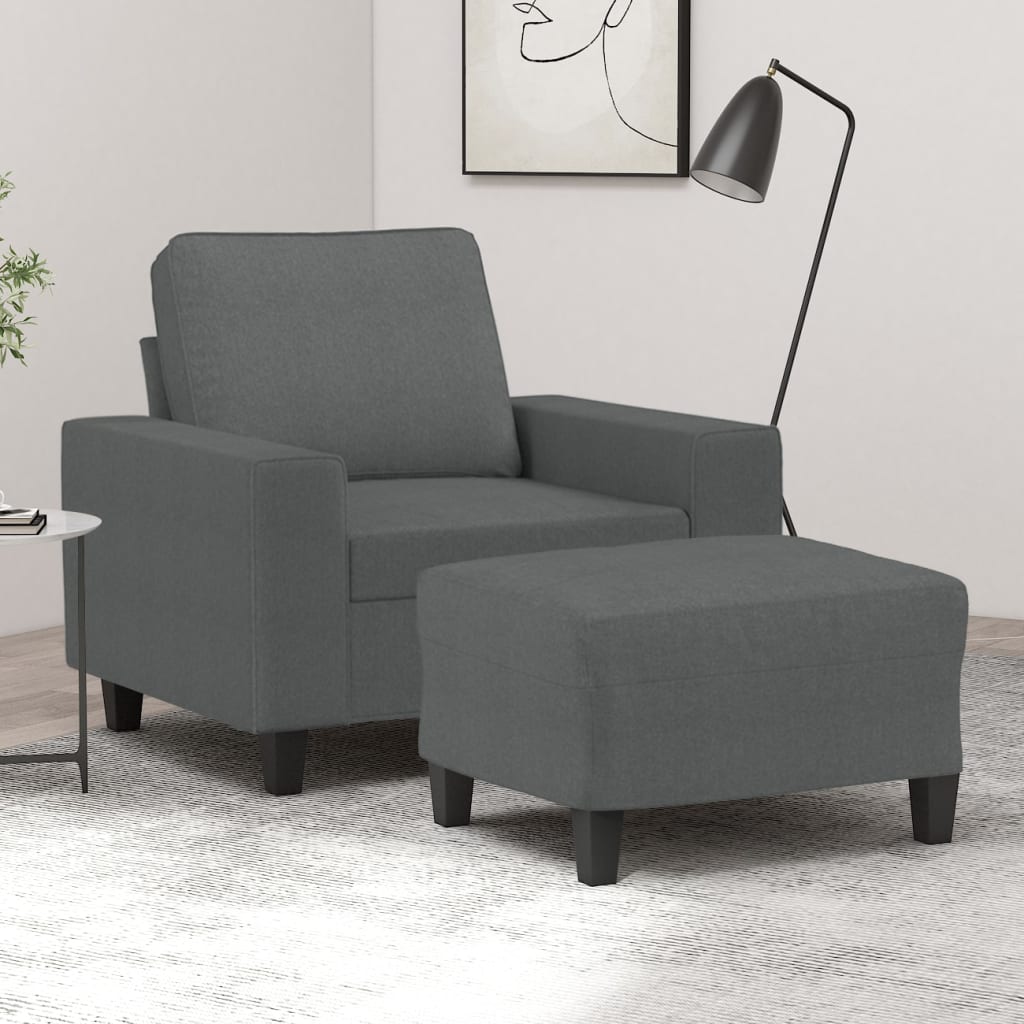 vidaXL Sofa Chair Single Sofa Armchair with Footstool for Living Room Fabric-2