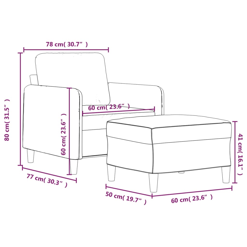 vidaXL Sofa Chair Single Sofa Armchair with Footstool for Living Room Fabric-0