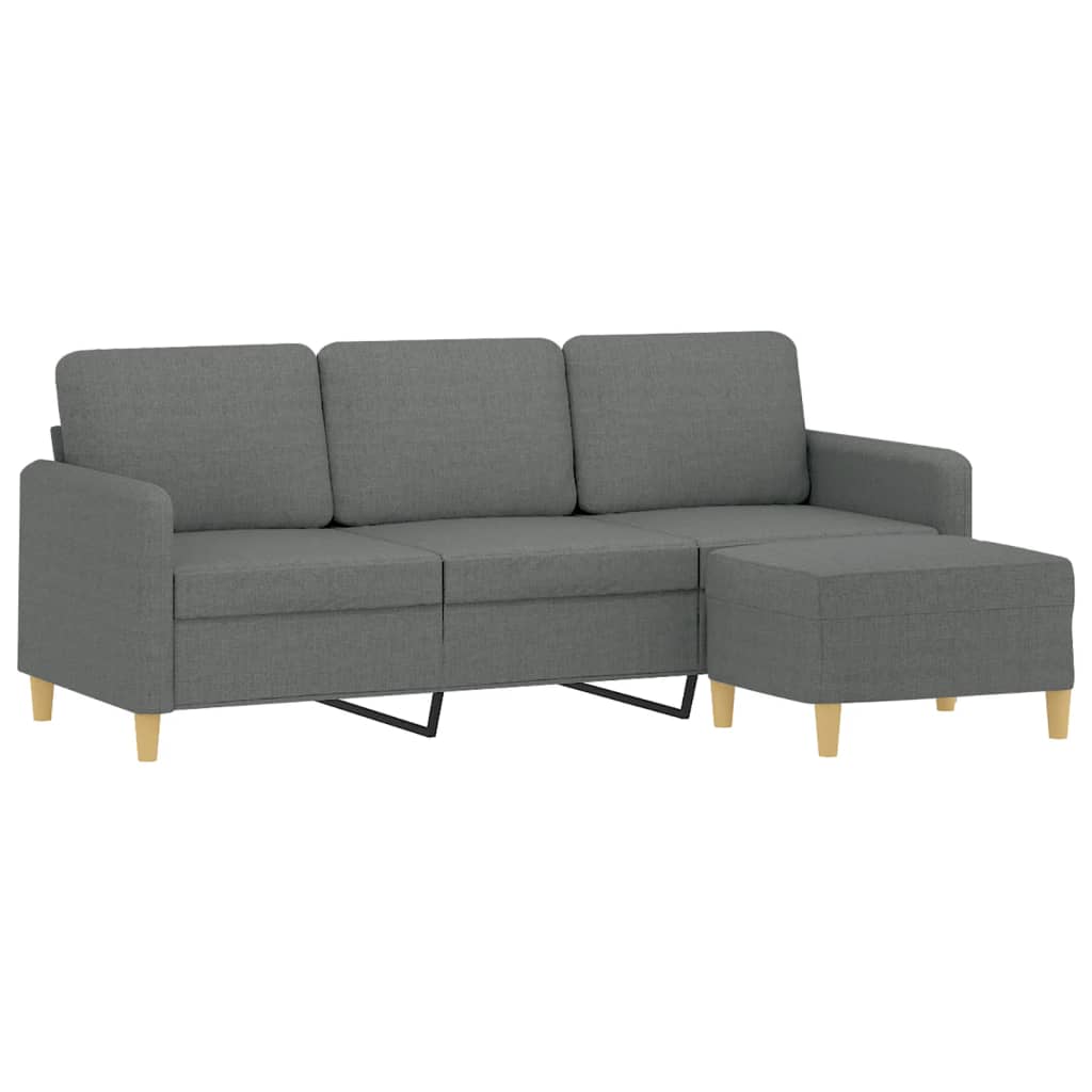 vidaXL Sofa 3-Seater Couch Sofa Armchair with Footstool for Living Room Fabric-3