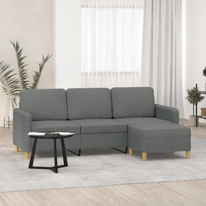 vidaXL Sofa 3-Seater Couch Sofa Armchair with Footstool for Living Room Fabric-2