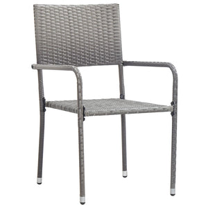 vidaXL Patio Dining Set Table and Chair Gray and Black Poly Rattan and Steel-11