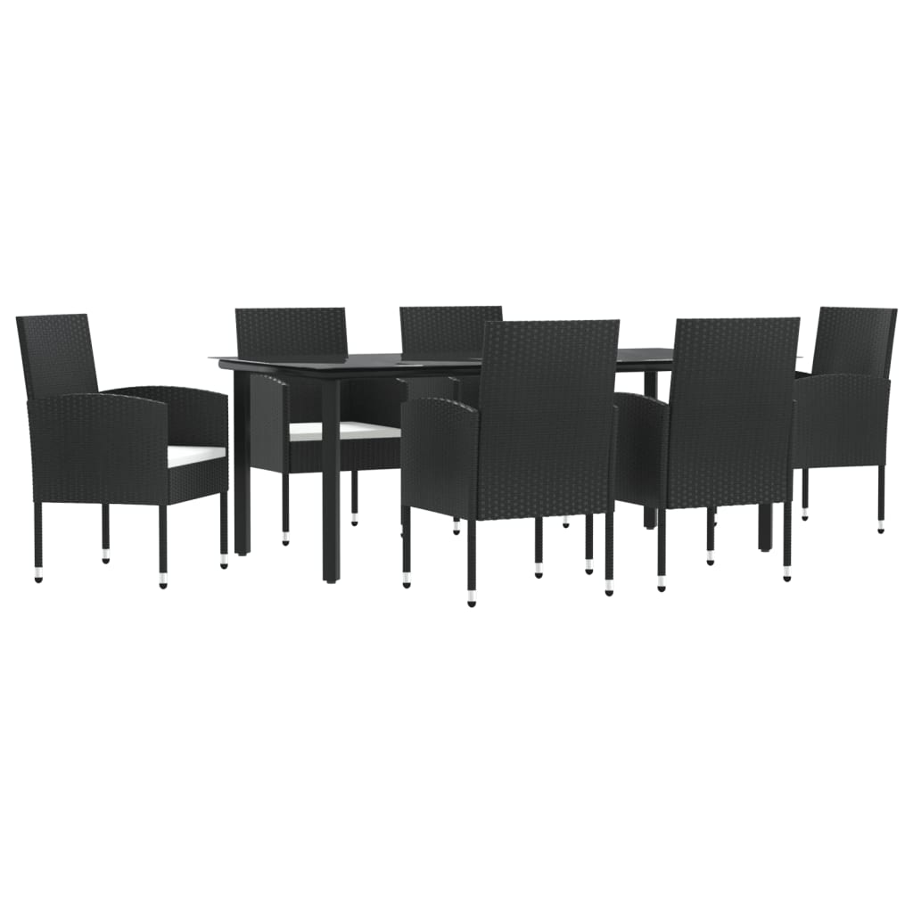 vidaXL Patio Dining Set Table and Chair Furniture Black Poly Rattan and Steel-4