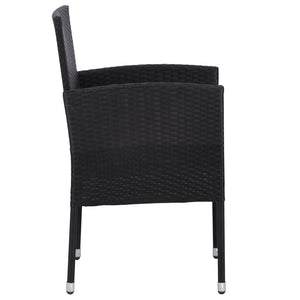 vidaXL Patio Dining Set Table and Chair Furniture Black Poly Rattan and Steel-16