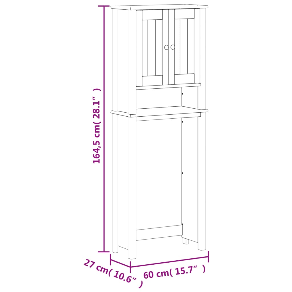 vidaXL Over-the-Toilet Storage Bathroom Space Saver Organizer BERG Solid Wood-13