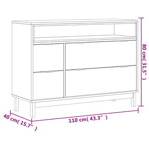 vidaXL Drawer Cabinet FLAM 43.3"x15.7"x31.5" Solid Wood Pine-7