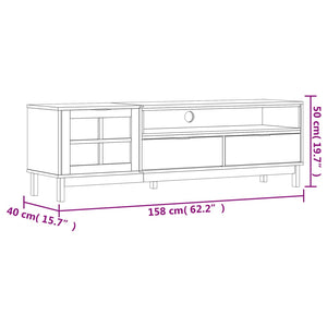 vidaXL TV Stand with Glass Door FLAM 62.2"x15.7"x19.7" Solid Wood Pine-5