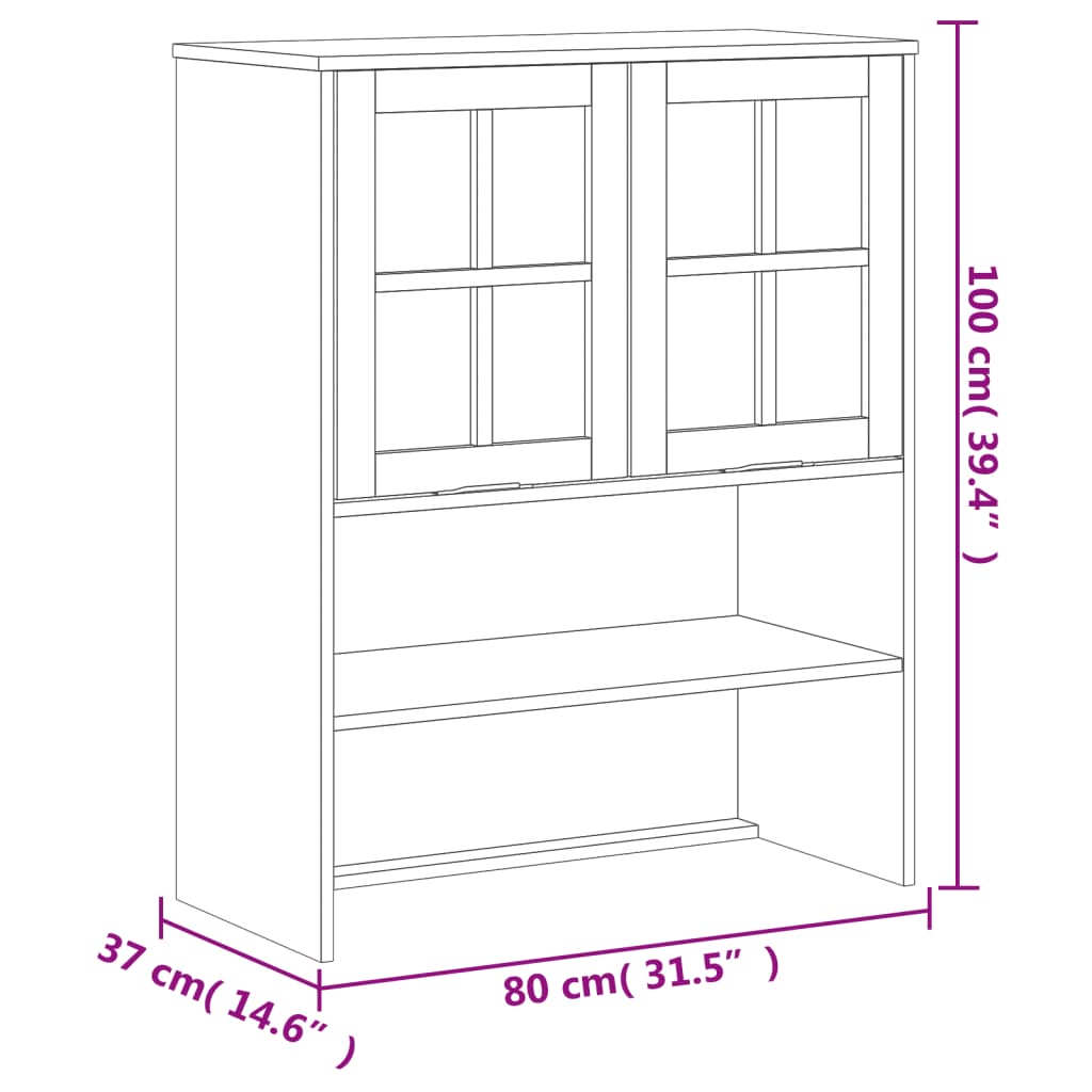 vidaXL Top for Highboard with Glass Doors FLAM Solid Wood Pine-7