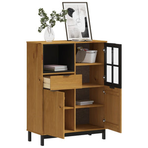 vidaXL Highboard with Glass Door FLAM 36.2"x15.7"x48.2" Solid Wood Pine-1