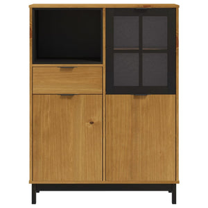 vidaXL Highboard with Glass Door FLAM 36.2"x15.7"x48.2" Solid Wood Pine-3