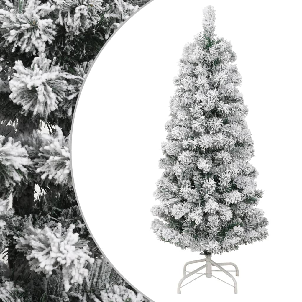 vidaXL Artificial Hinged Christmas Tree with Flocked Snow 47.2"-0