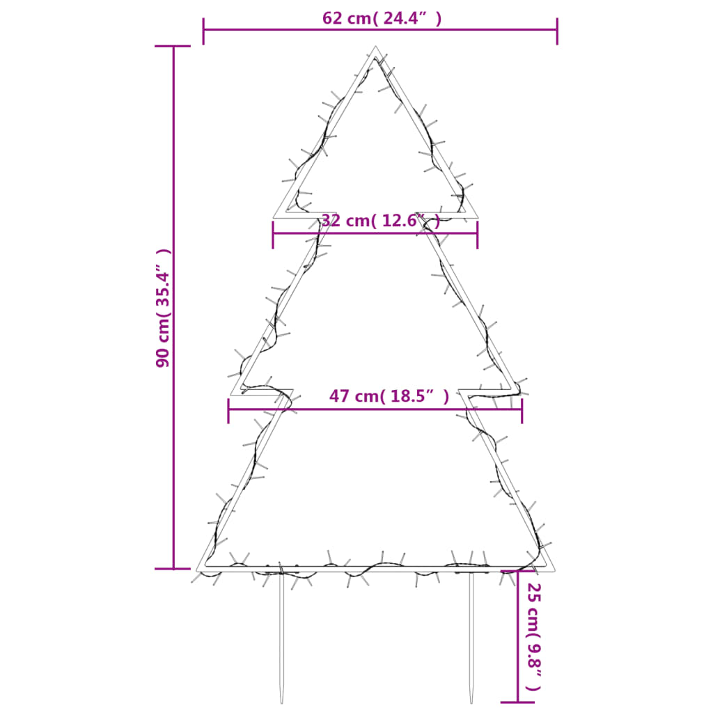 vidaXL Christmas Decoration with Spikes Outdoor Holiday Light Ornament Tree-10