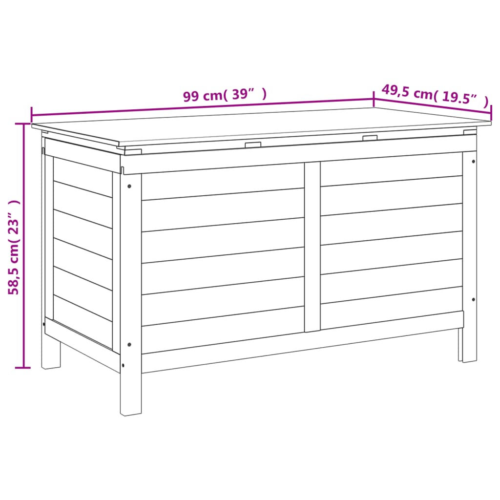 vidaXL Patio Storage Box with Lid for Outdoor Garden Furniture Solid Wood Fir-66