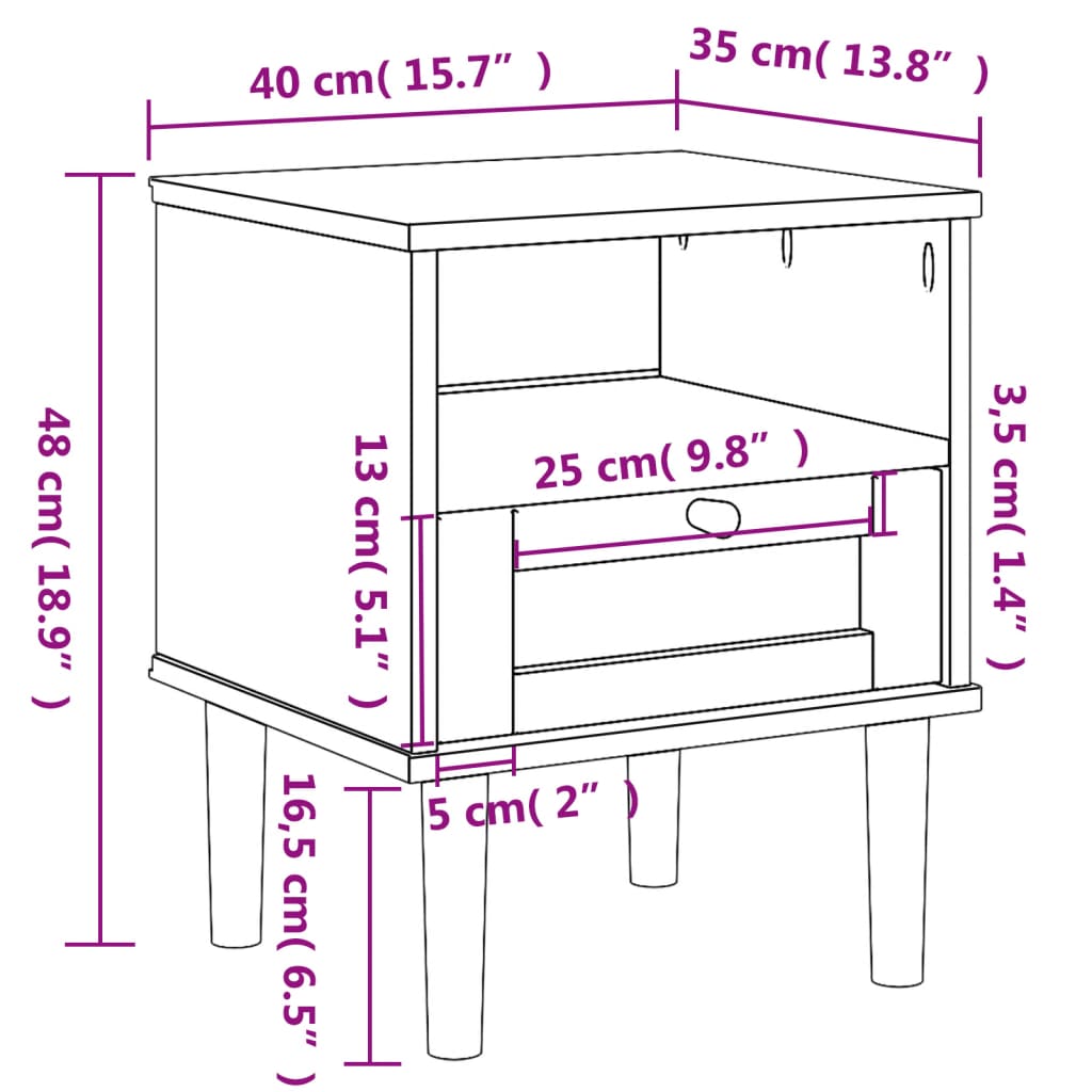 vidaXL Bedside Cabinet Furniture for Bedroom SENJA Rattan Look Solid Wood Pine-2