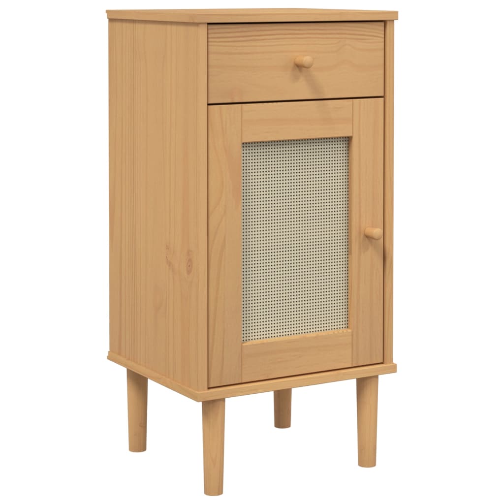 vidaXL Bedside Cabinet Furniture for Bedroom SENJA Rattan Look Solid Wood Pine-24