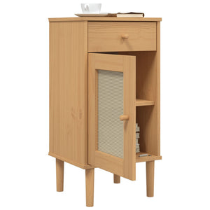 vidaXL Bedside Cabinet Furniture for Bedroom SENJA Rattan Look Solid Wood Pine-6